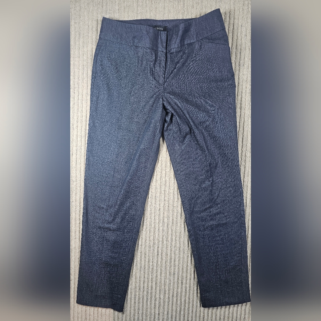 Talbots Pants Womens 6 Navy Signature Wool Blend Stretch Dress Trousers